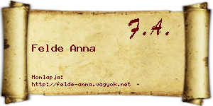 Felde Anna névjegykártya